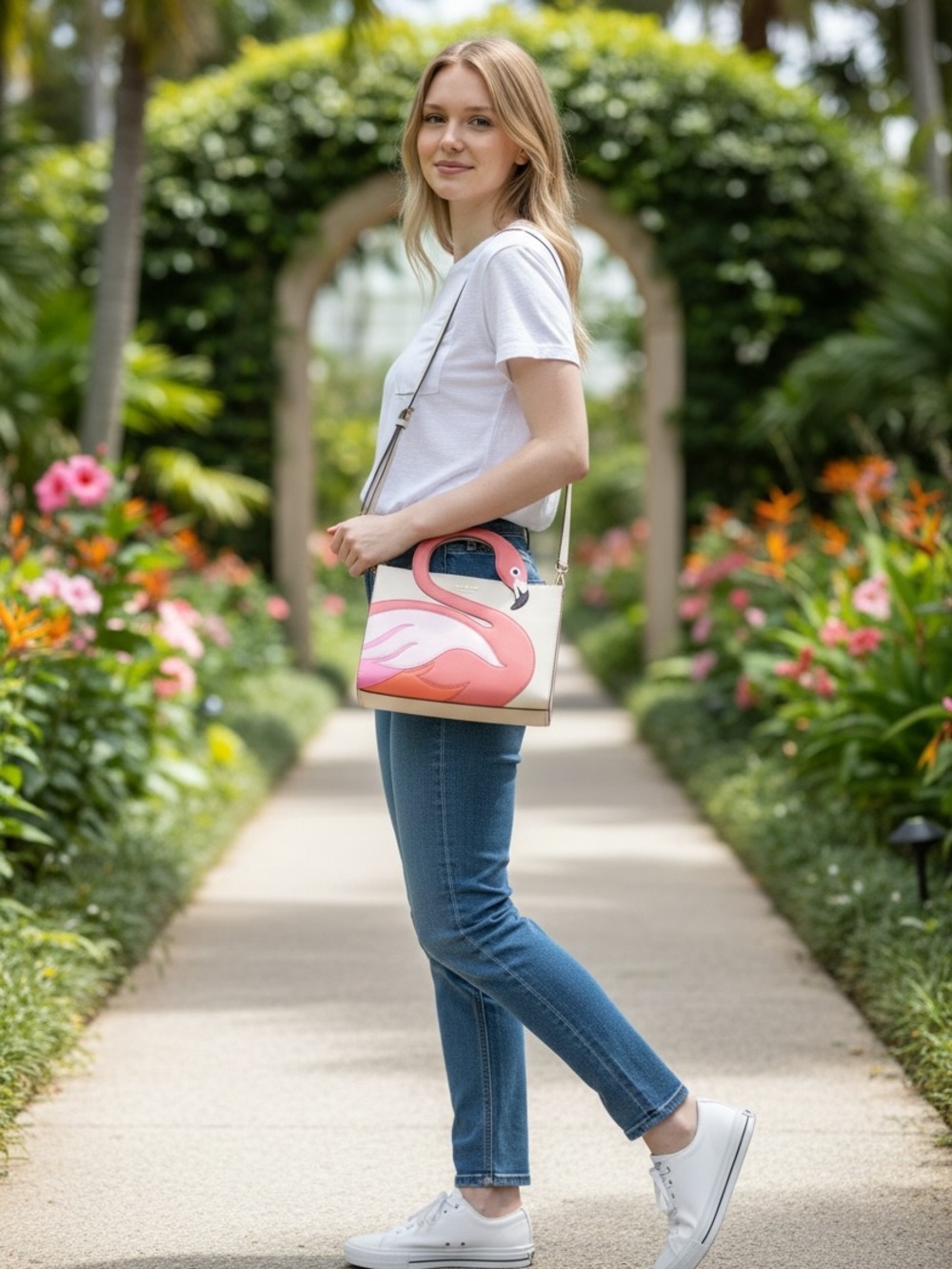 Kate Spade Flamingo Satchel NWT Pink White Novelty Tote w/ Dust Bag - Picture 16 of 17